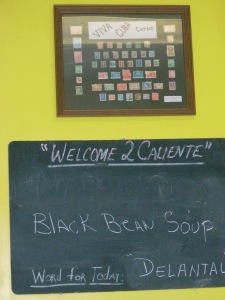 Caliente Restaurant seeks to teach its customers Spanish words on daily basis.